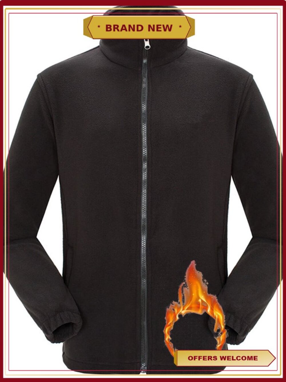 Men's Full-Zip Polar Fleece Jacket Warm Winter Casual